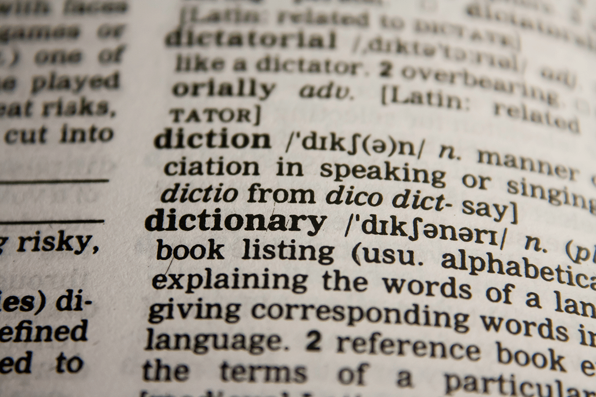 dictionary close up