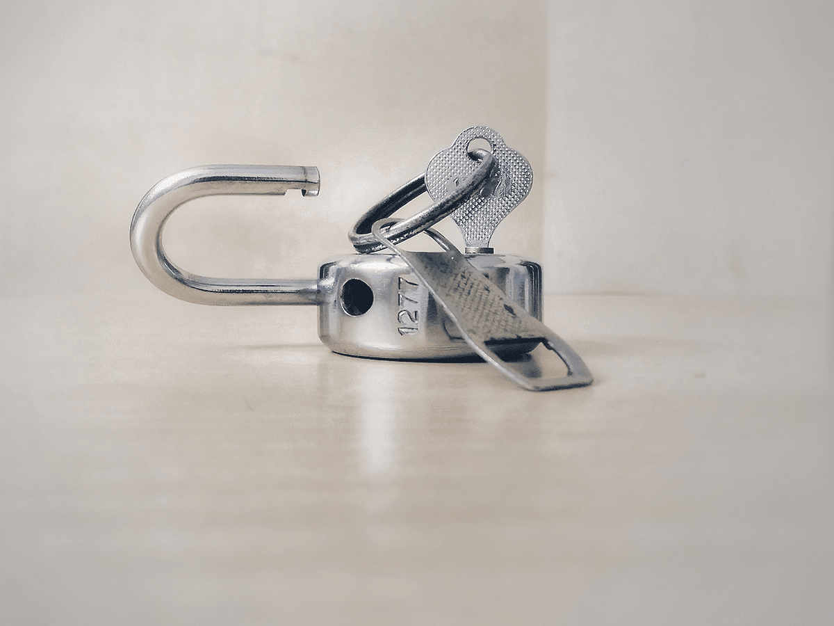 open padlock with key inserted