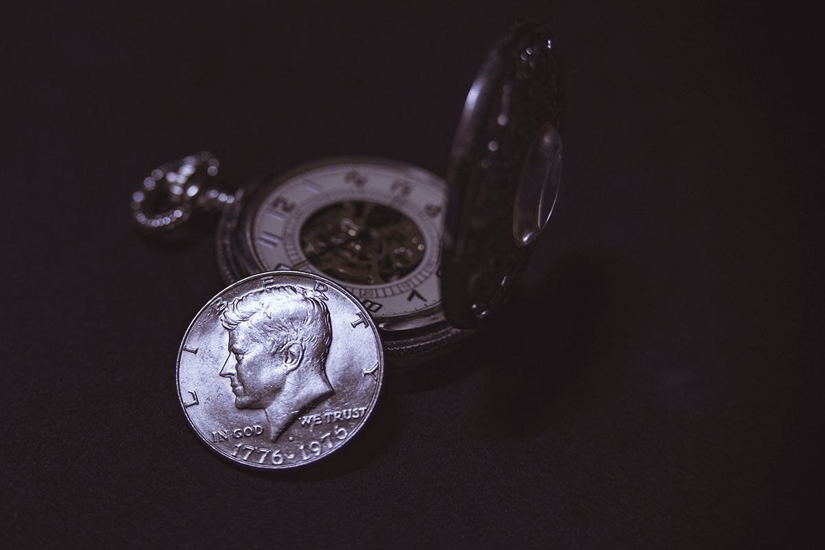 pocket watch with liberty coin