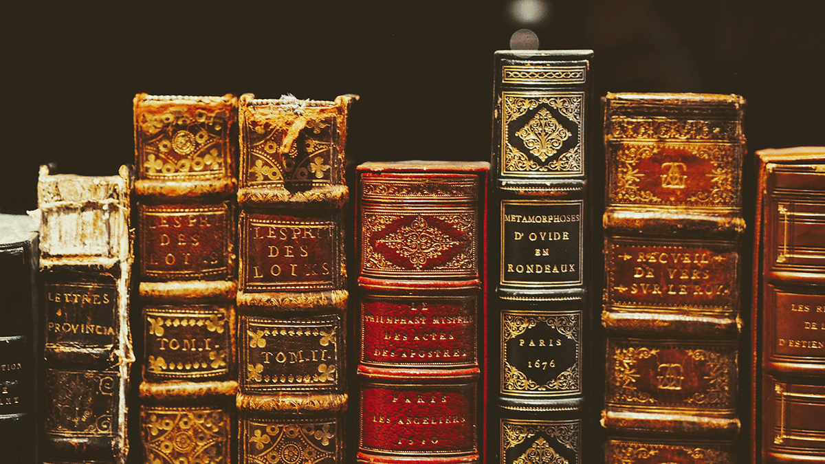 weathered book bindings