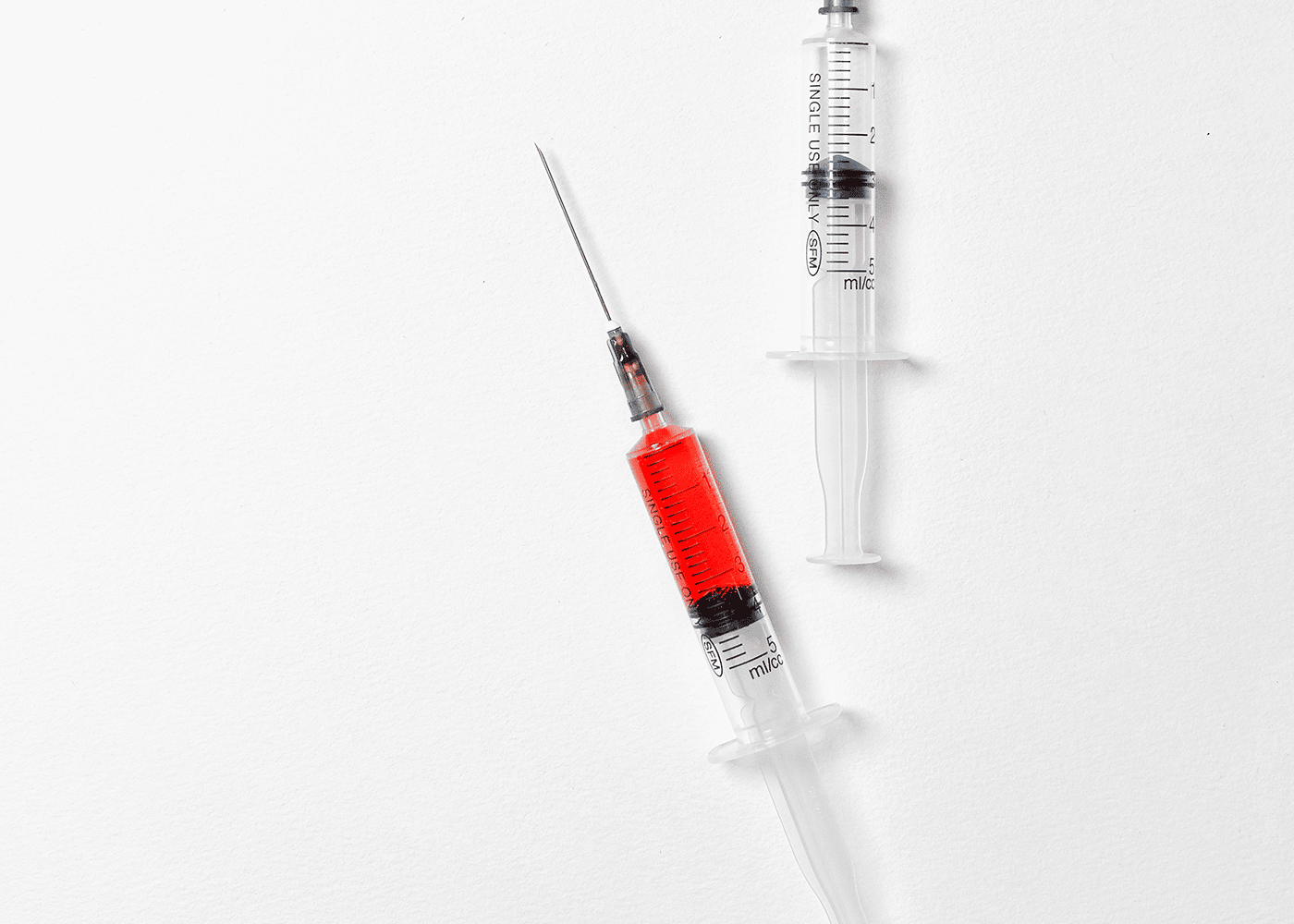 hypodermic needle with blood